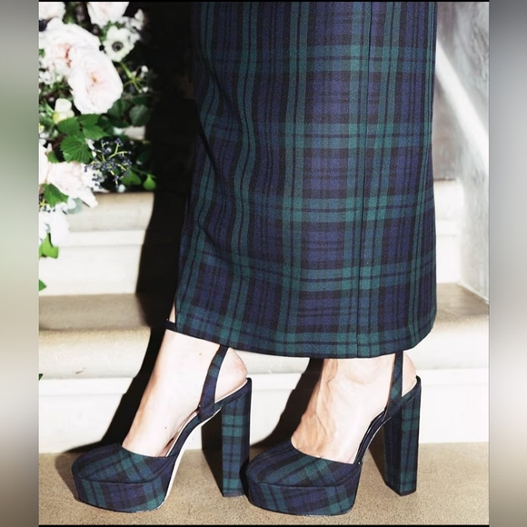 Antonio Melanix Born on Fifth Liv Tartan Plaid Closed Toe Platform Dress Pumps - Picture 2 of 8